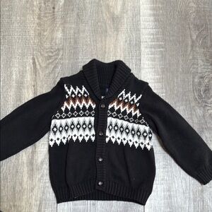 Janie and Jack Black and White Sweater with Nordic Pattern